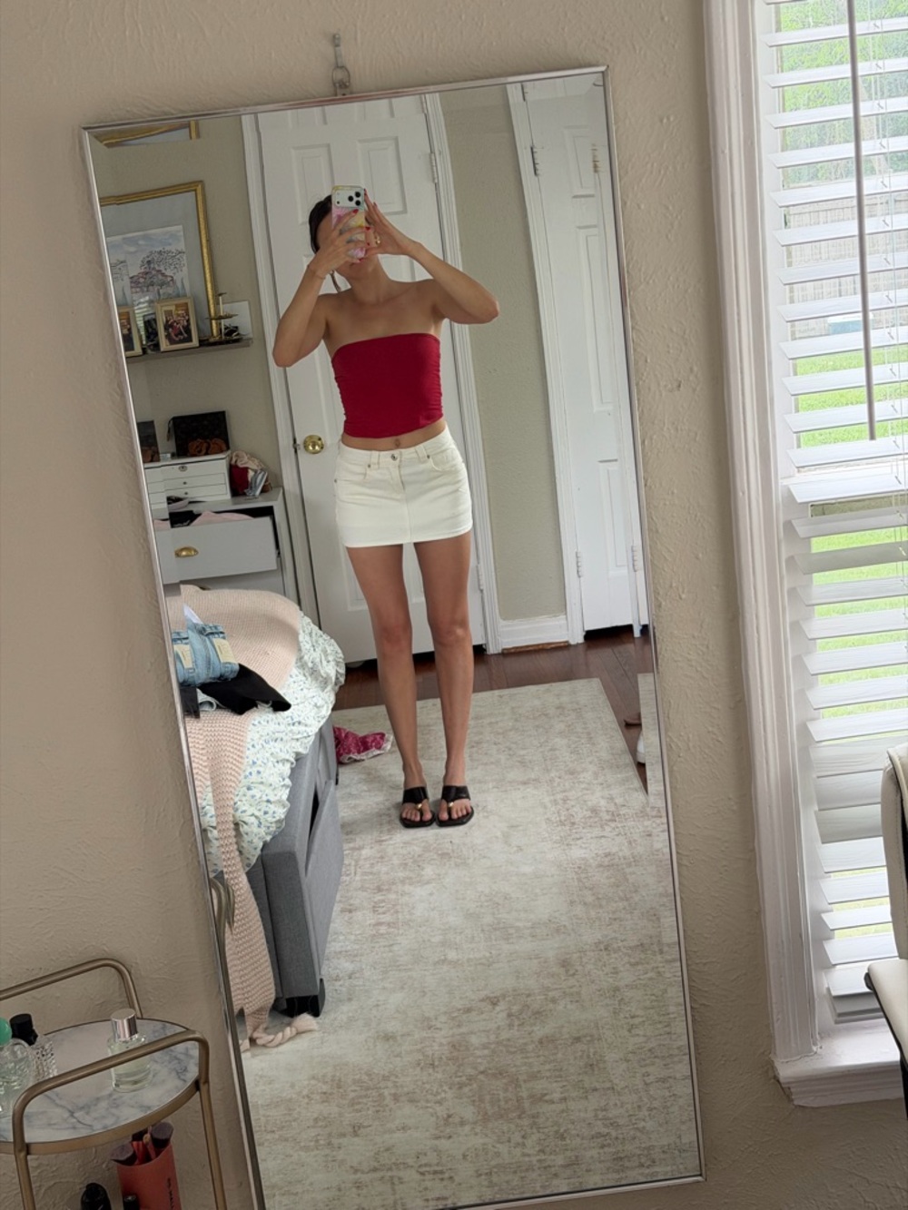 stradivarius White Denim Mini Skirt with Clean Silhouette
